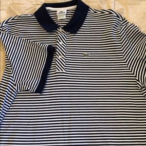 Izod by Lacost polo. Blue and white stripes